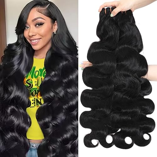16A Raw Body Wave Human Hair Bundles Human Hair 100% Unprocessed Brazilian Boutique Virgin Hair Extensions,Double Wefts,Triple Lifespan (Body Wave 4 Bundles, 20 22 24 26 inch)