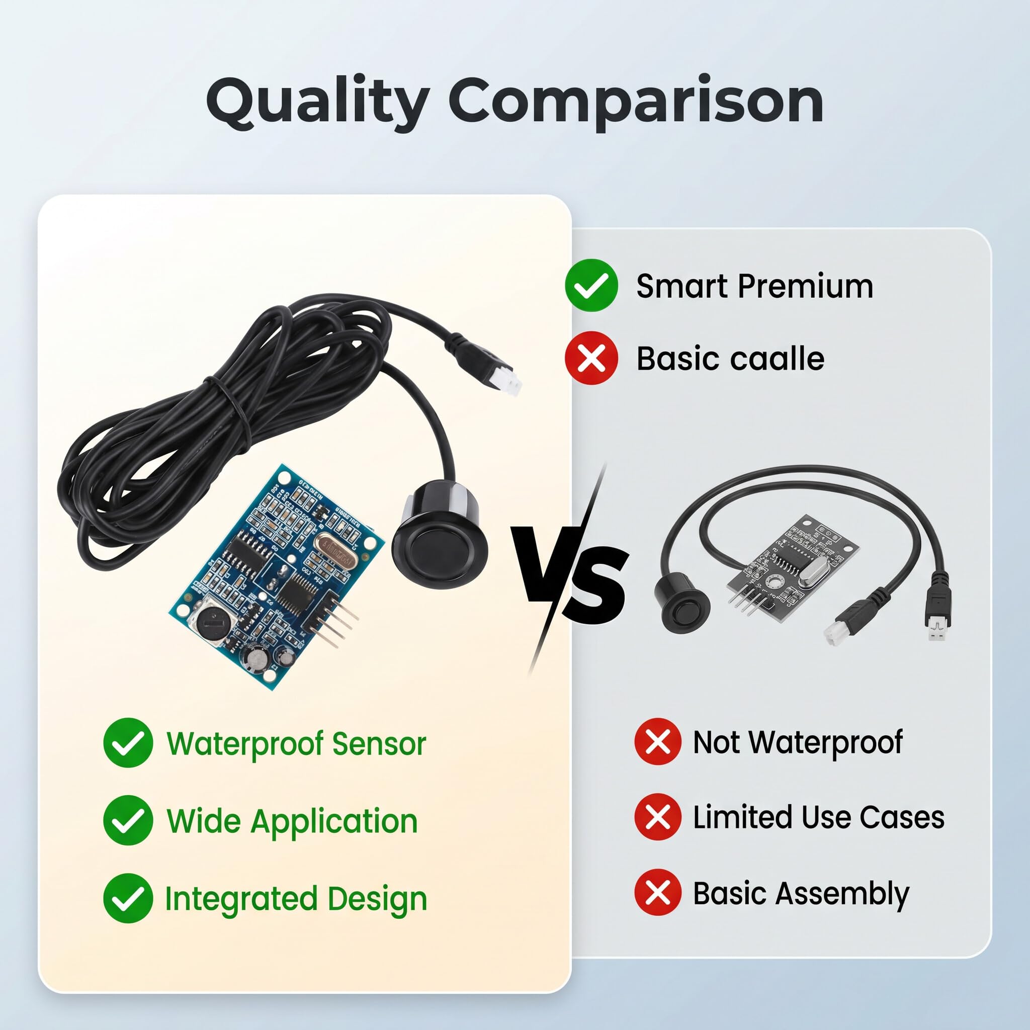 Ausla Sensor de Distancia Ultrasónico Impermeable, 5 m de Alcance, DC 5V, Módulo Transductor con Cable