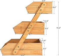 Vista 5 de Fruit Basket, 3 Tier Bamboo Fruit Bowl for Kitchen, Stand Storage Holder, Heavy Duty/Large Capacity for Fruit, Vegetables Countertop Organizer