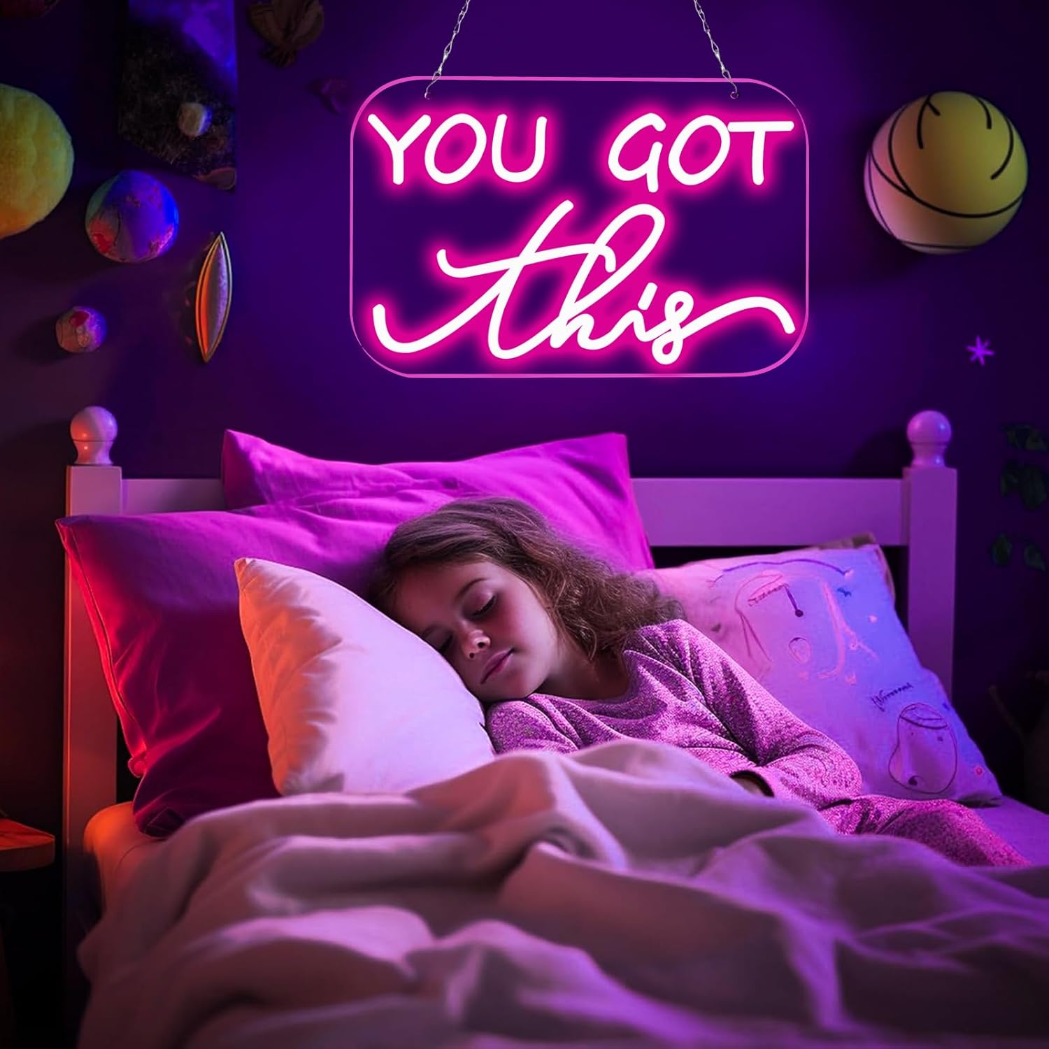 You Got This Neon Sign,You Got This Sign,You Got This Wall Decor, Led Pink Quotes Motivational Neon Sign for Gym,Office Teamwork,Home Family Sayings,Christmas Gifts 16.1 * 10.4Inch - Image 4