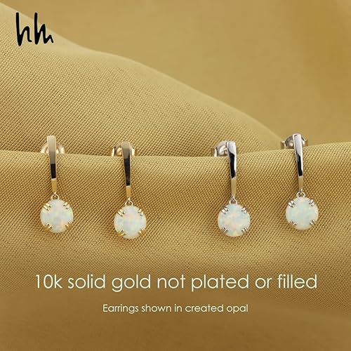 Miniatura 4 de Nicole Miller Joyas finas aretes colgantes redondos de doble punta con piedras preciosas solitarias de oro amarillo o blanco de 10 quilates para