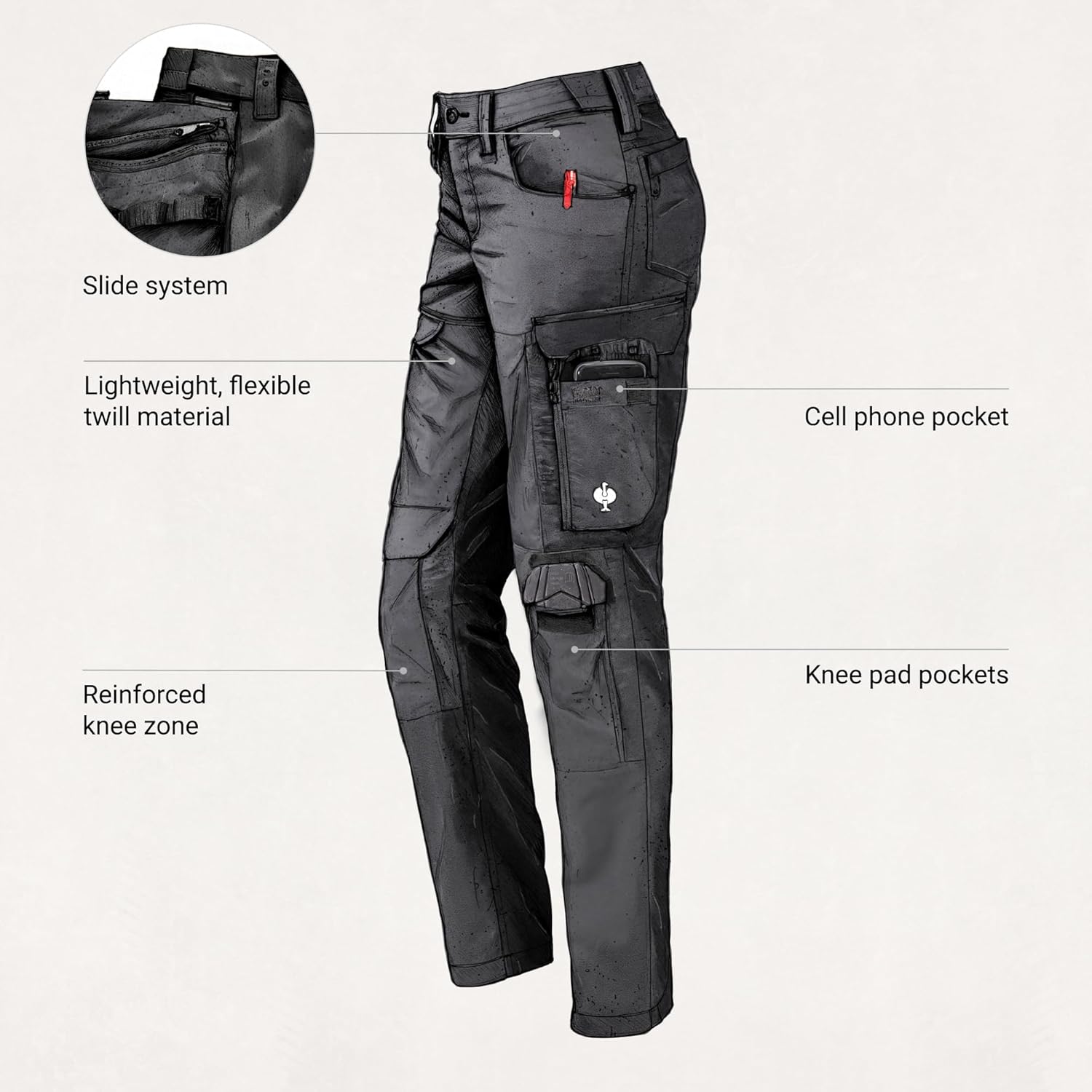 Strauss - Women's Work Pants e.s.Concrete Light