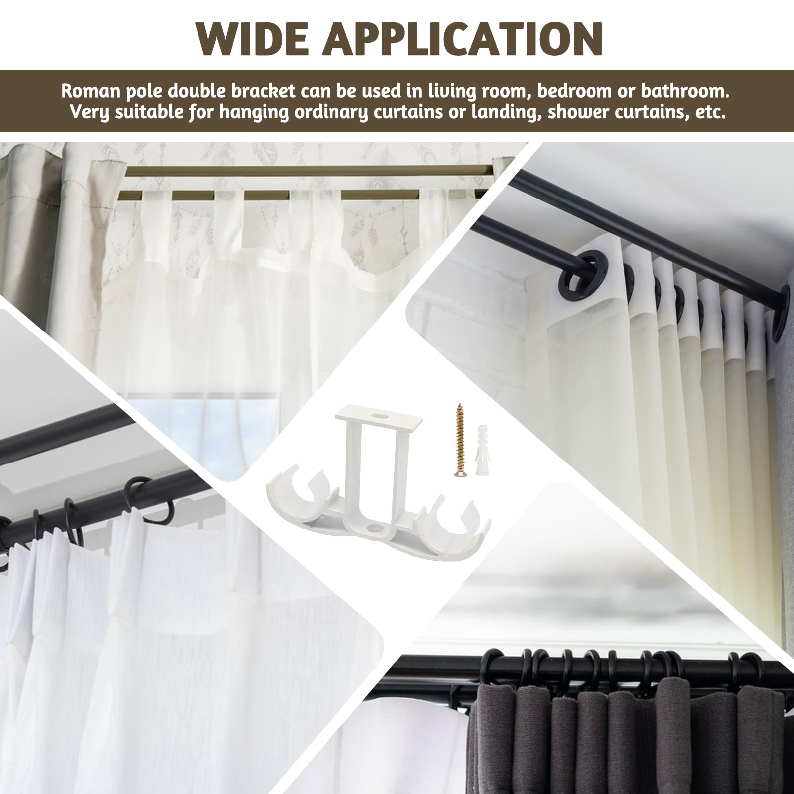 2 pezzi Supporto per tenda con clip, barra trasversale regolabile, asta