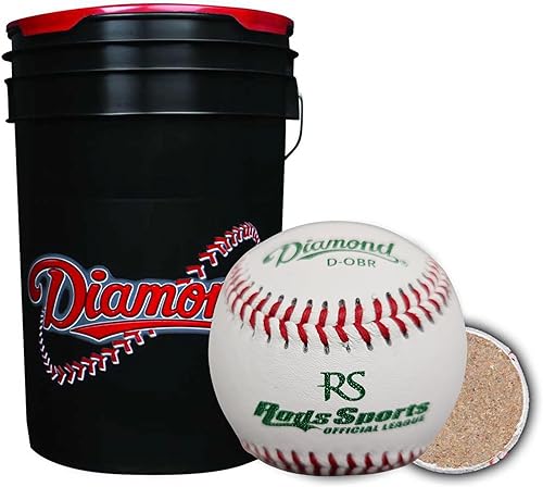 Diamond Sports Rally Baseball D-OB-R - Pelota de juego  30 bolas con cubo negro diamante y varillas
