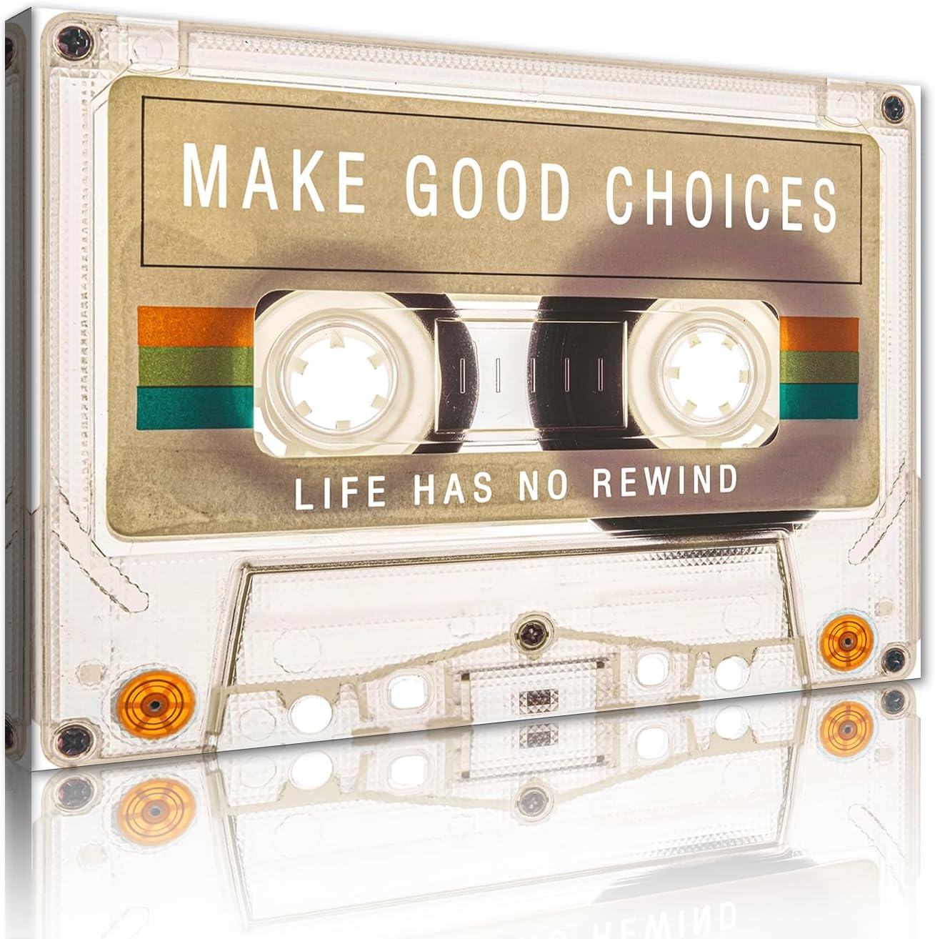 Inspirational Wall Art Cassette Tape Wall Art Make Good Choices Life Has No Rewind Inspiring Artwork Office Wall Decor Music Art Room Decor for Bedroom Living Room,12 x 16inch
