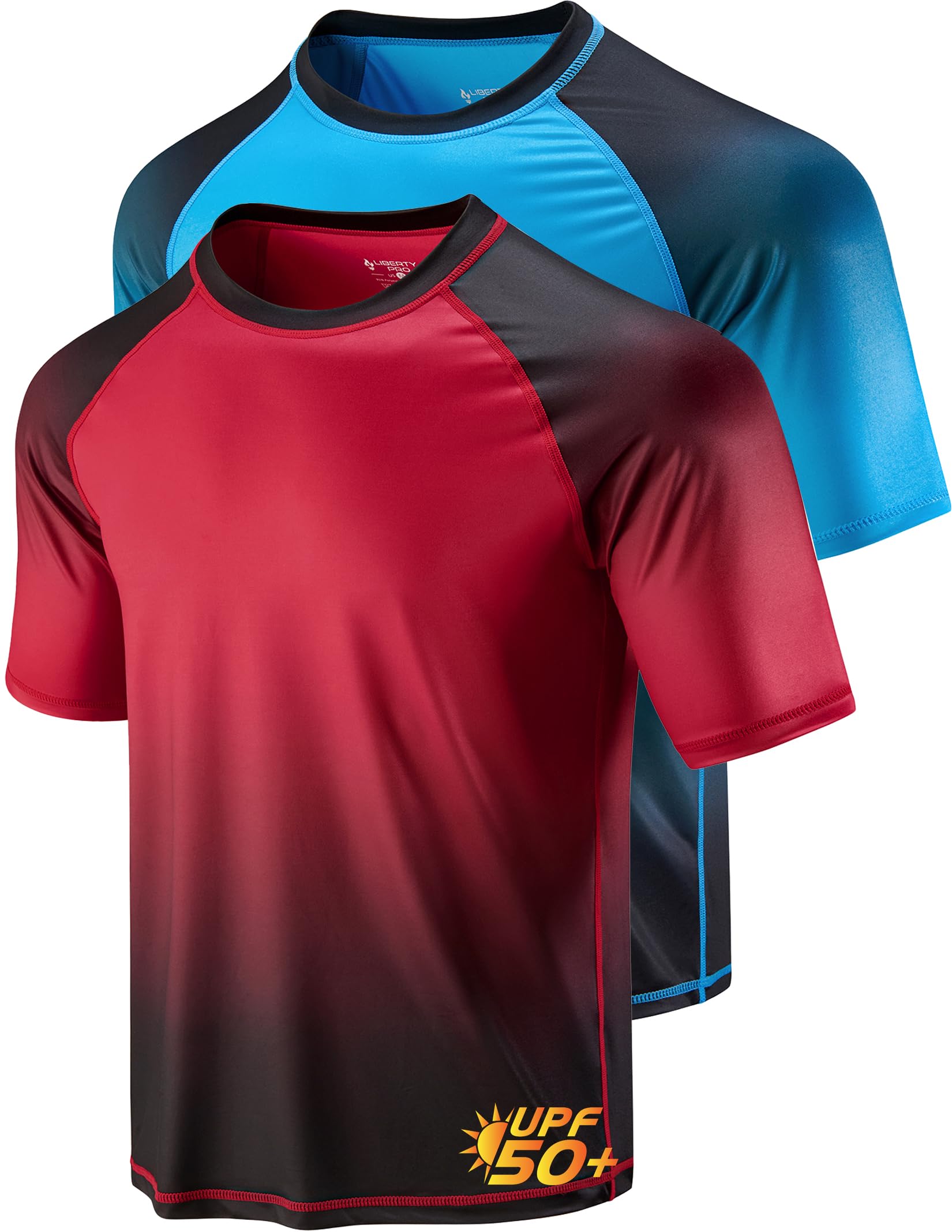 2-Pack Swim Shirts for Men UPF 50+ Loose Fit Rash Guard, Quick Dry UV Sun Protection Short Sleeve Shirt-image-49