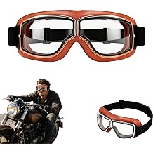 Motorcycle Goggles Retro Motorcycle Goggles Protective Goggles PU Leather Motorcycle Goggles for Glasses Wearers Windproof Motocross Goggles Helmet Goggles Vintage Motorcycle Goggles for