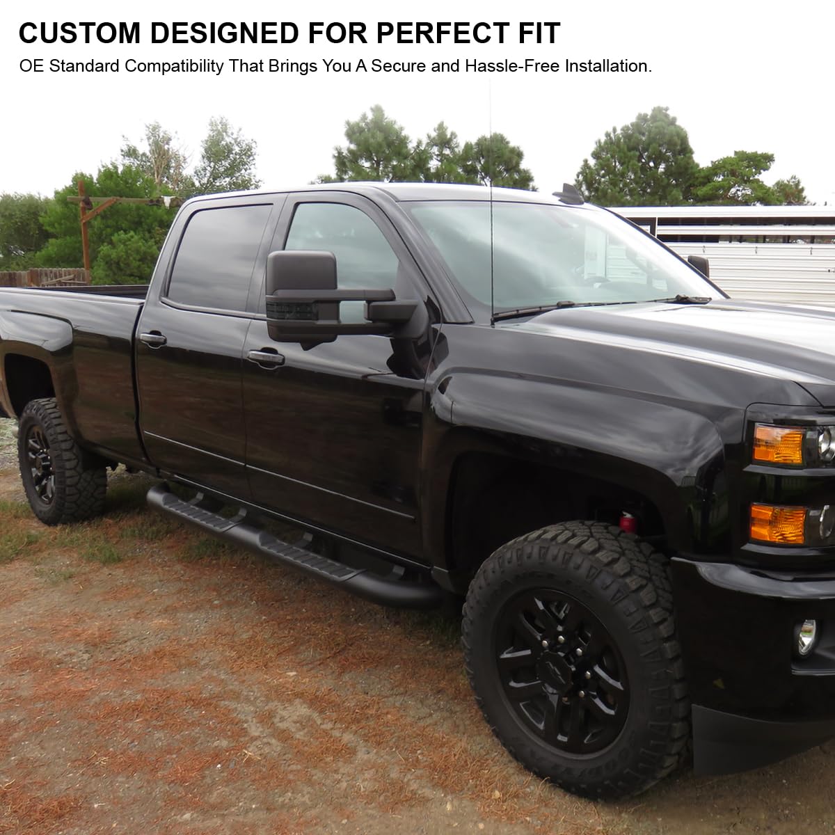 SPEC-D TUNING Power Heat Extend Towing Mirrors W/Smoke Led Signal Compatible with 2014-2018 Chevy Silverado GMC Sierra