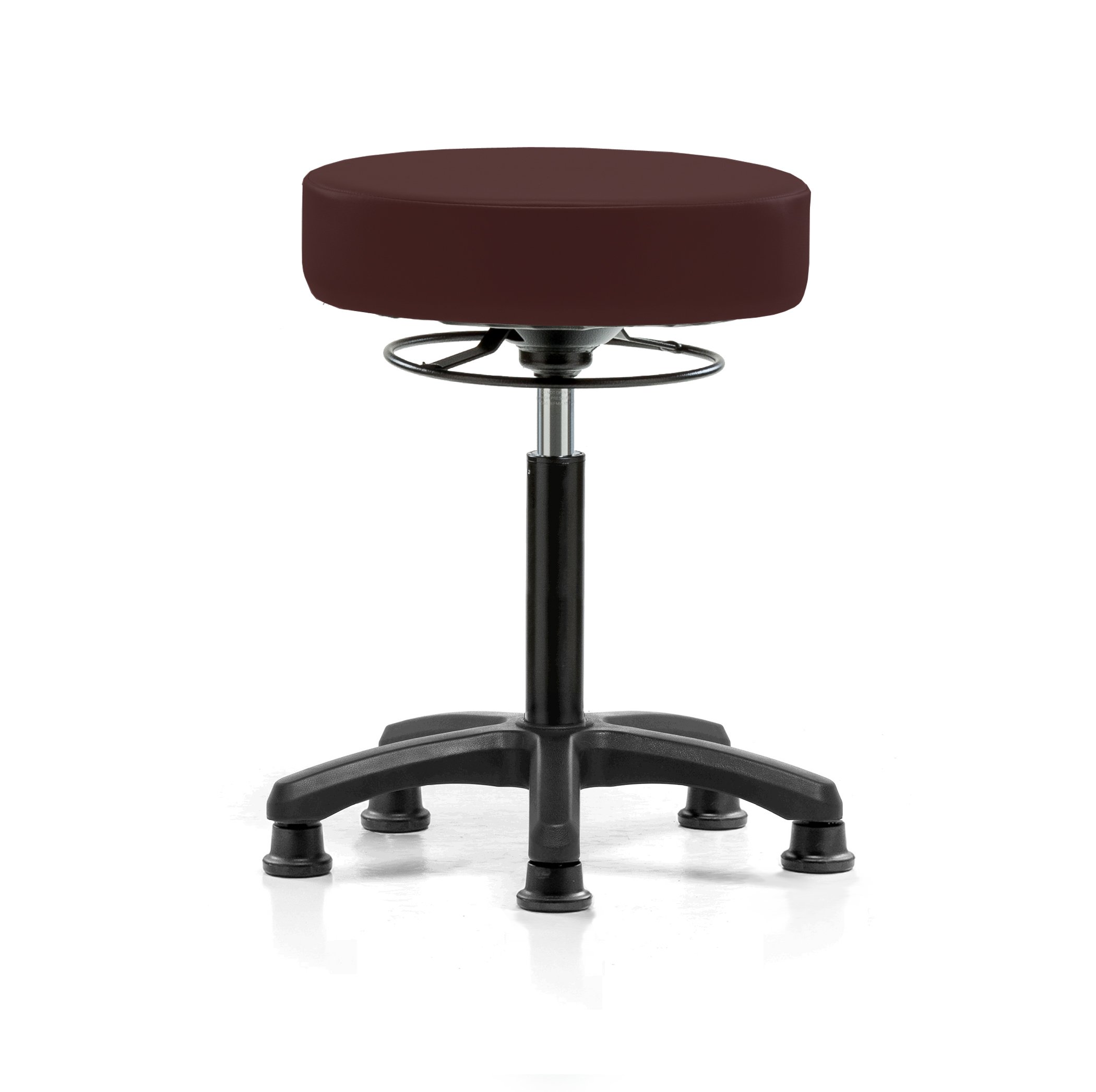 Perch Lab Stool, Glides, 20.75-27.75", Burgundy Vinyl