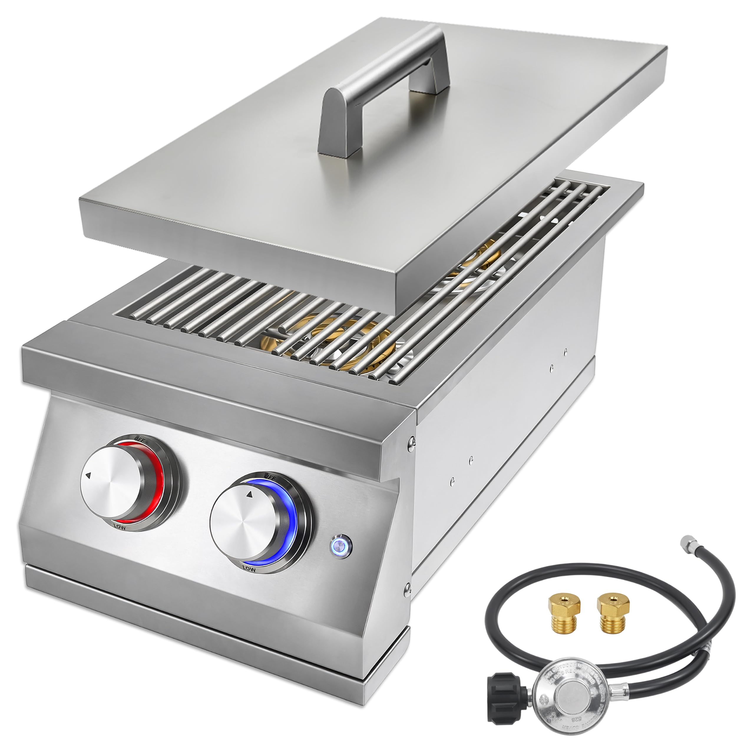 Double Side Burner for Outdoor Kitchen, 2x17,000 BTU Liquid Propane Burners