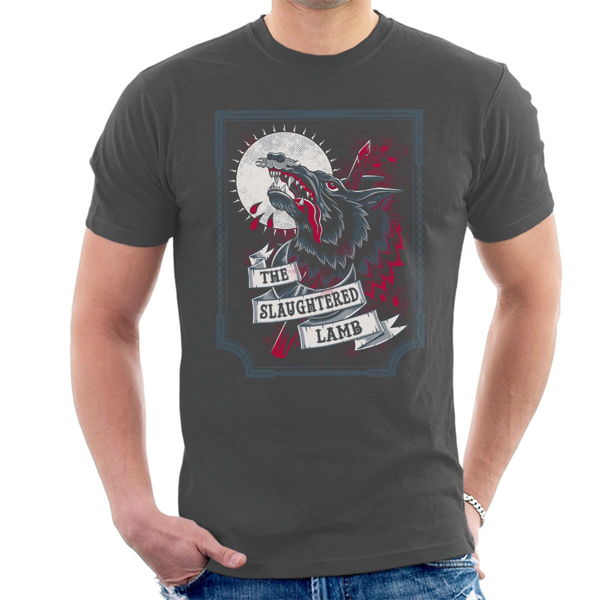 Cloud City 7 Men's Charcoal An American Werewolf In London Slaughtered Lamb T-Shirt