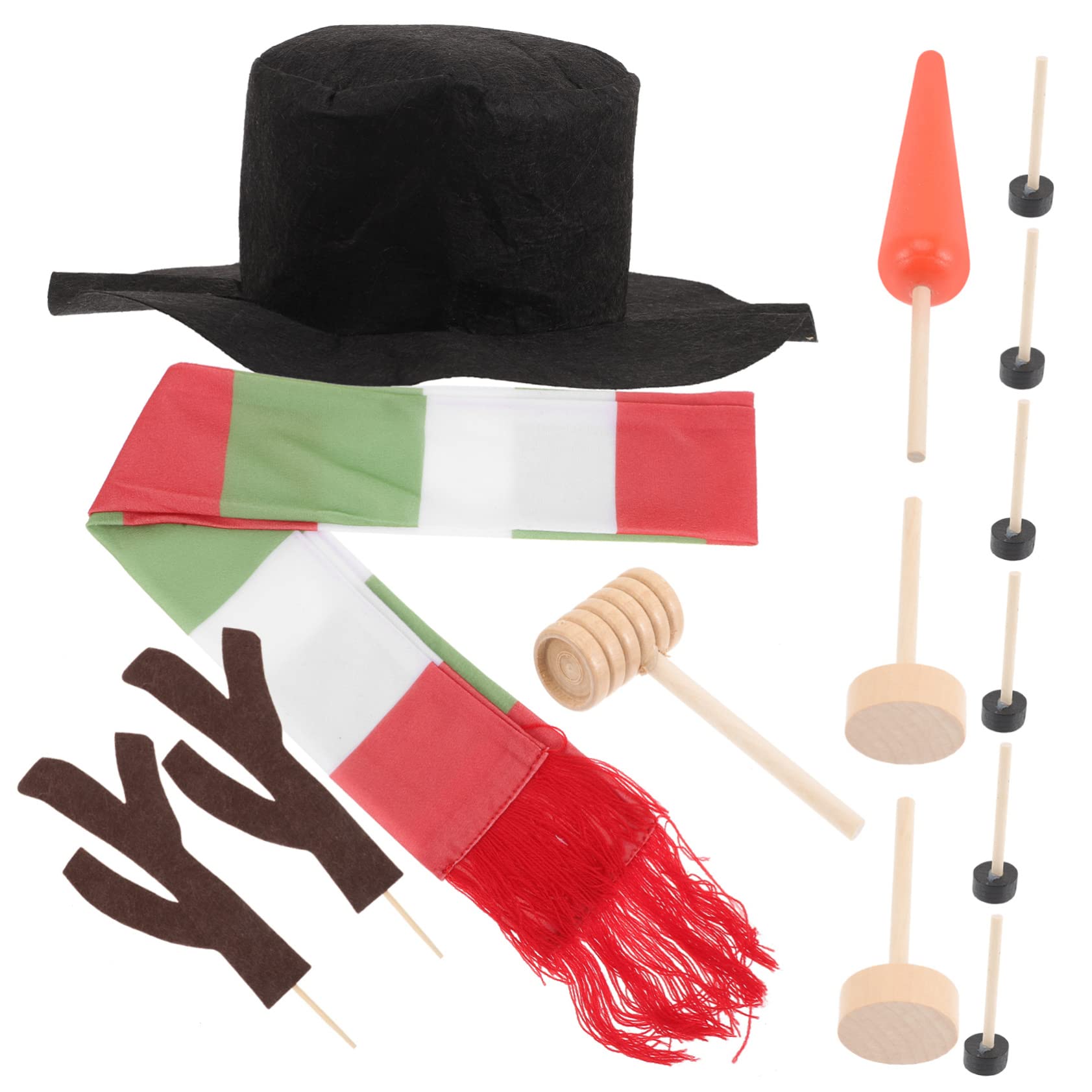 PRETYZOOM 4 Sätze Schneemann Macht Requisiten Schneemann-Kleidungsset schneemann DIY zubehör Weihnachtsexplosionen im Freien DIY Schneemann-Anziehset Schneemann-Ankleidestütze hölzern