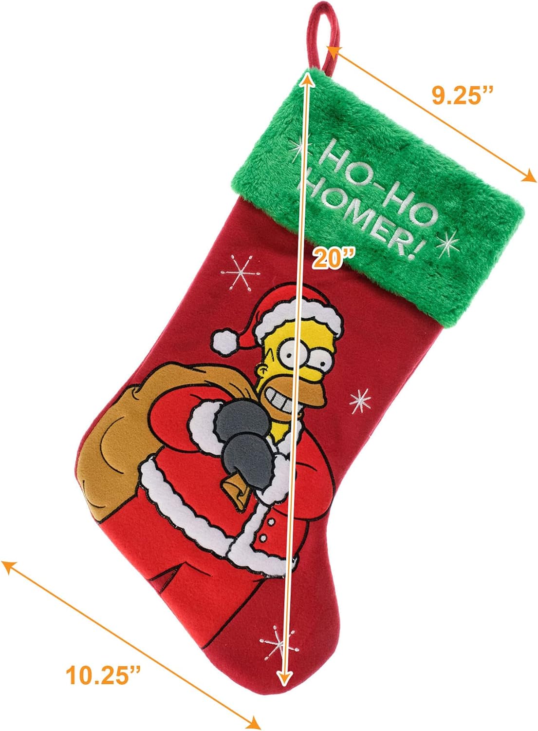 Wondapop Homer Simpson 20" Applique Christmas Stocking, Gift Holder for Stocking Stuffers, Indoor Home Decor and Holiday Decoration