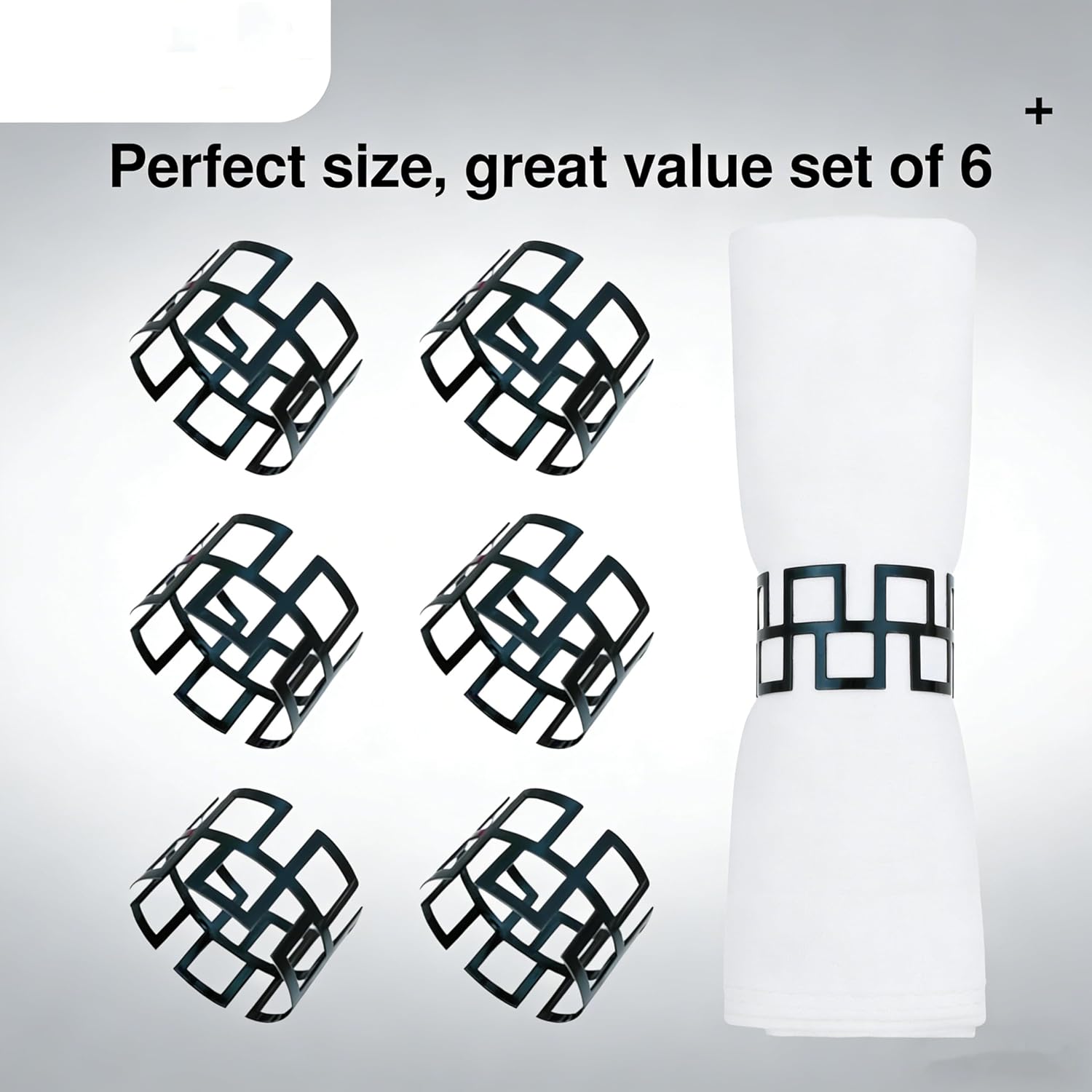 Metal Napkin Rings Set of 6 Black Holder Dining Table Party Decor