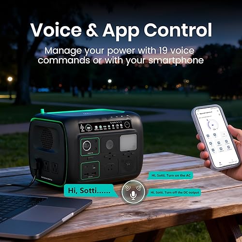 Miniatura 3 de Estación de energía portátil, con luz a presión, altavoz y cargador, generador solar de 800 W, fuente de alimentación exterior de 512 Wh para