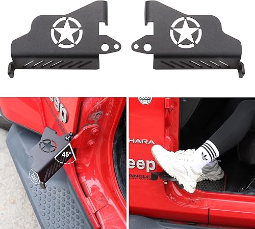 Miniatura 8 de Sukemichi - Estribos delanteros de acero negro para Jeep, bisagra de puerta exterior, pedales de reposo para Jeep Wrangler JK JL 2007-2023, 1 par