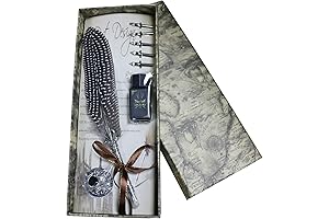 Vintage Antique Feather Pen Stem Metal Writing Quill Pen Set Calligraphy Pen...