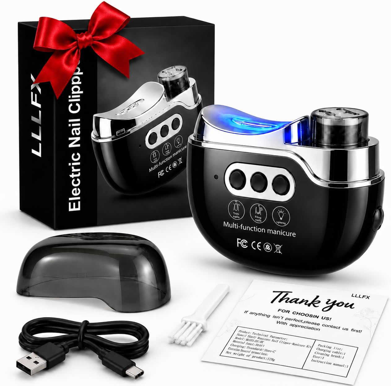 4-in-1 Electric Nail Clipper Black