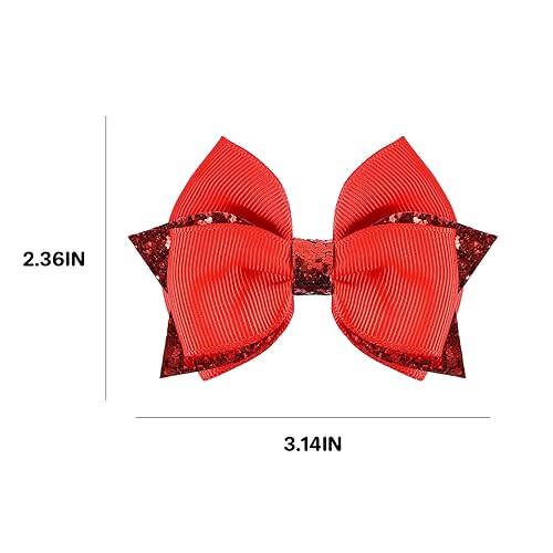 Miniatura 5 de SUPCLIPS Pinzas de lazo para el cabello con purpurina, horquillas de 3 pulgadas para niños y niñas, accesorios de peinado para el día de San