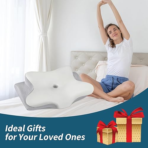 Miniatura 7 de Almohada cervical para el cuello  Almohada ergonómica para dormir de lado para aliviar el dolor, almohada cervical de contorno para dormir,