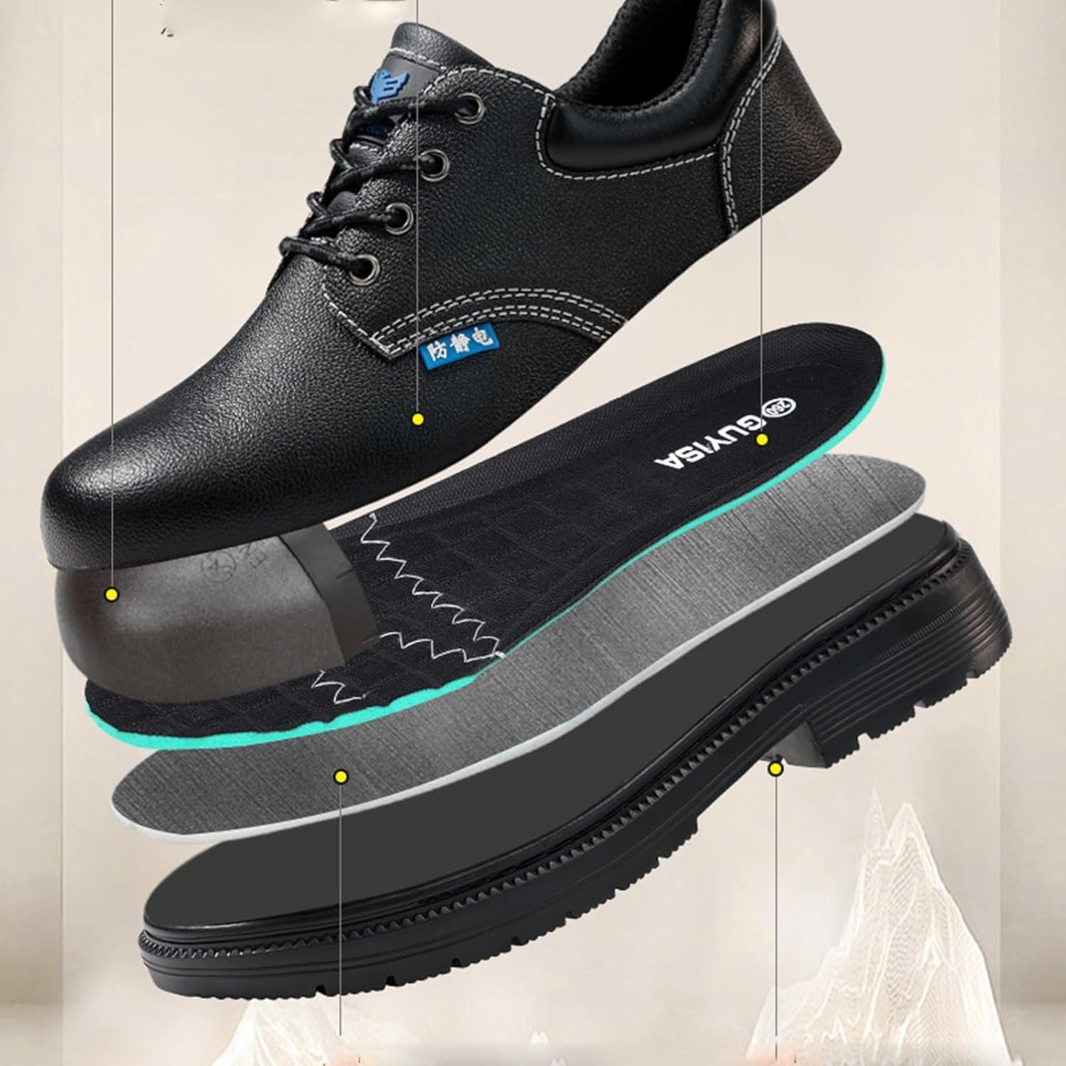 [Muluso] 安全靴 セーフティシューズ 静電気防止 作業靴 絶縁靴 あんぜん靴 メンズ 鋼製先芯入り 釘踏み抜き防止 衝撃吸収
