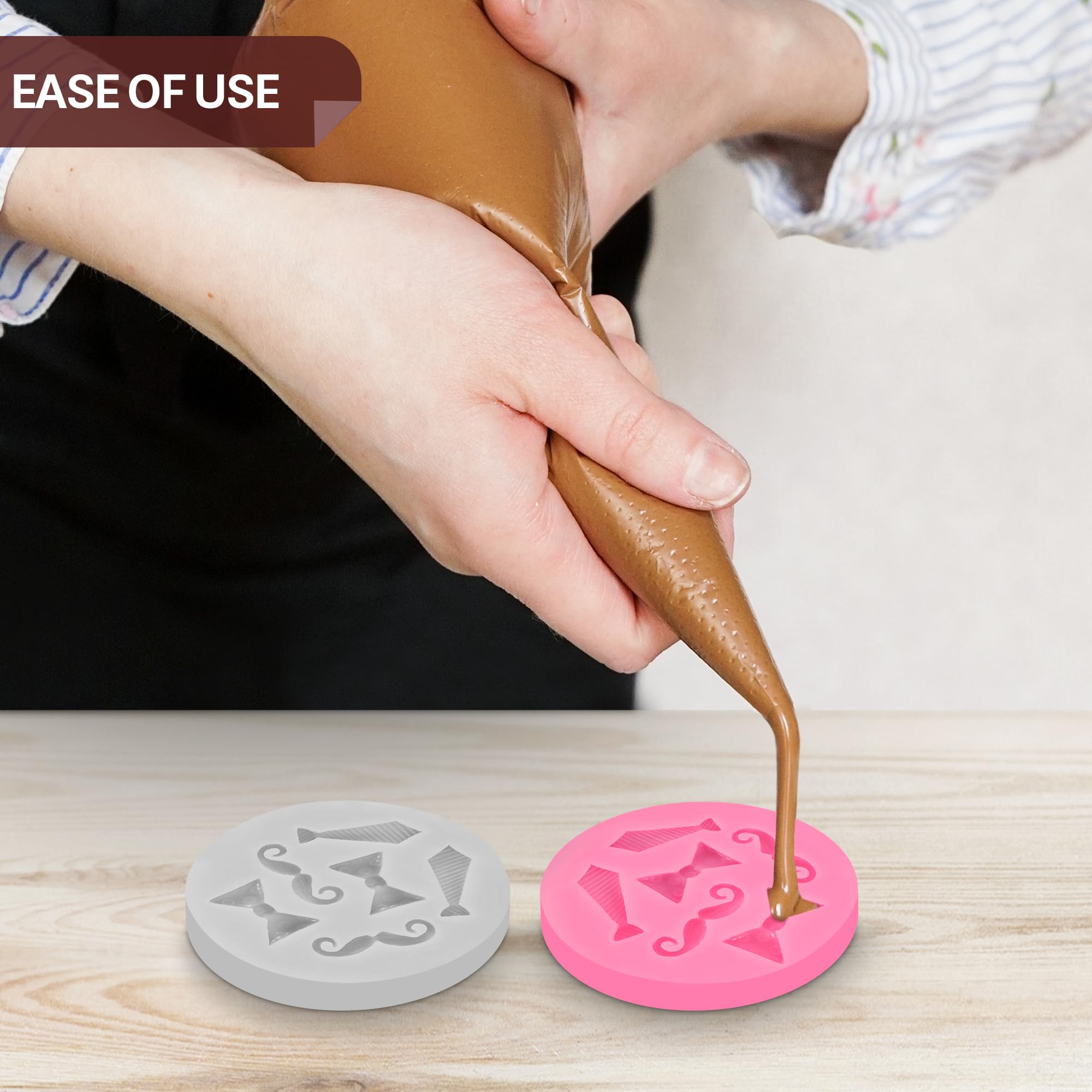 2 moldes para pajarita de chocolate, cortadores de galletas, decoración para tartas del día del padre, moldes de cumpleaños, moldes para hornear, moldes de silicona para barba, molde de silicona para