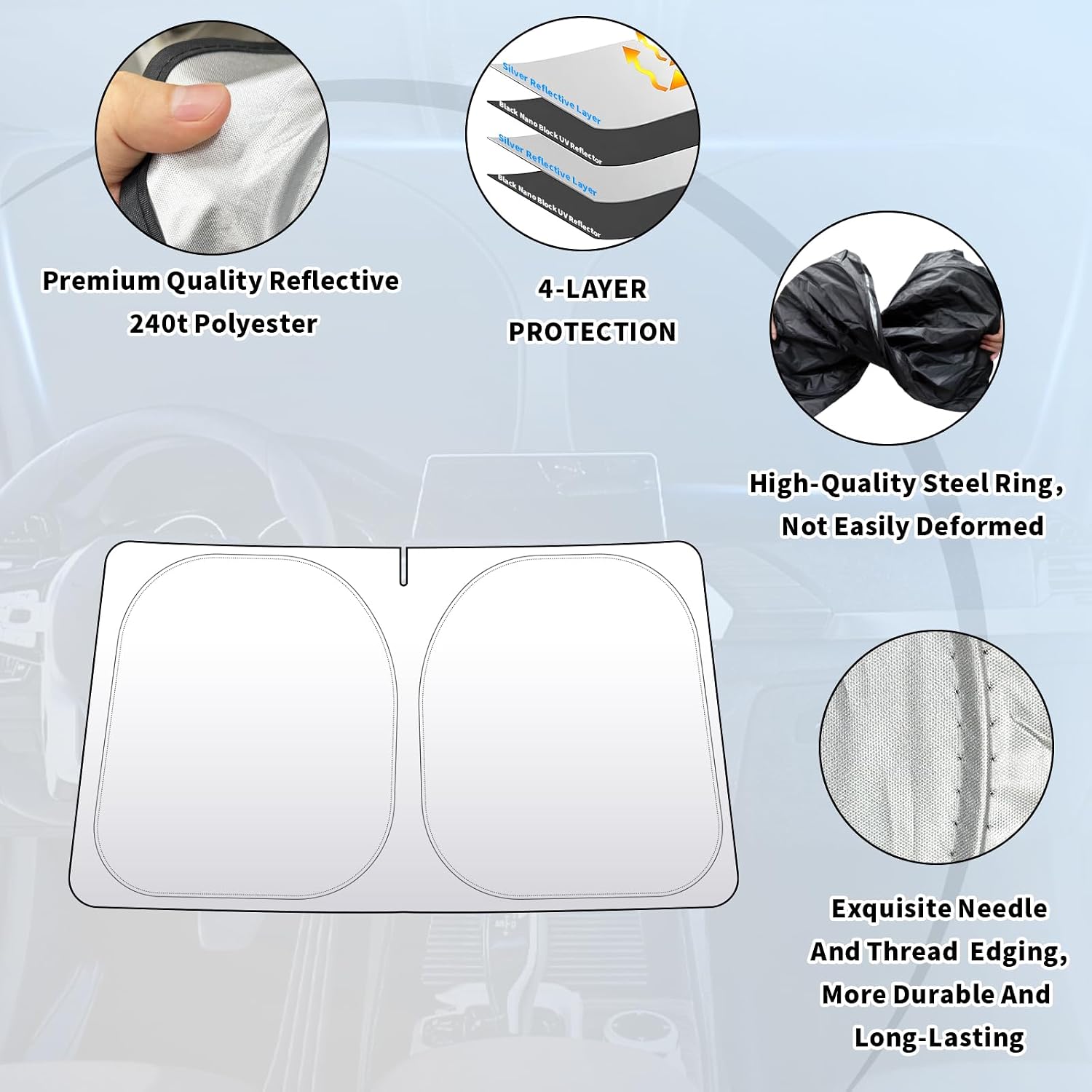 Thickened 2-Layer Front Windshield Sun Shade Compatible for Toyota Camry XV80 2024-present, Foldable Custom Fit Sunshade Blocks 99% Heat, Keeps Car Interior Cool (for Camry XV80 2024-present)