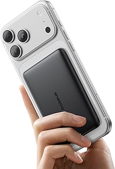 BaseusPicogo Power Bank, 0.3" Ultra Slim 5000mAh MagSafe Portable Charger, Card-Size Magnetic Battery Pack with USB-C Braided Cable, Alloy Wireless Charger for iPhone 17 Pro Max/17 Air/16/15/14/13/12ClimatePartner certified