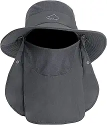 Chapéu de sol masculino com aba no pescoço, secagem rápida, proteção UV, chapéu de pesca de aba larga, chapéu de praia de verão, chapéu de caminhada ao ar livre, FPS 50+