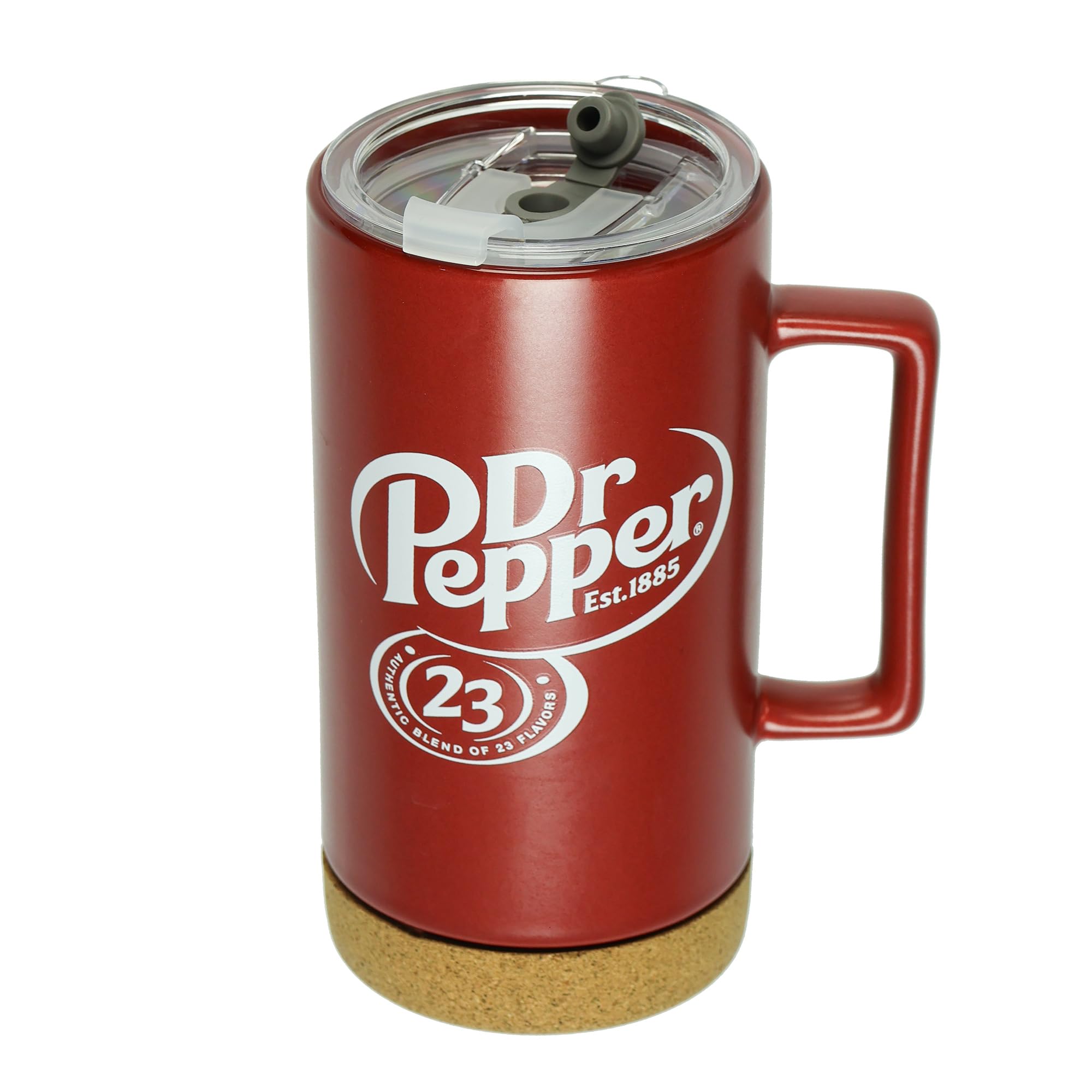 Culture Fly Dr Pepper 16 oz Travel Coffee Mug Keychain and Holographic Sticker Bundle Set