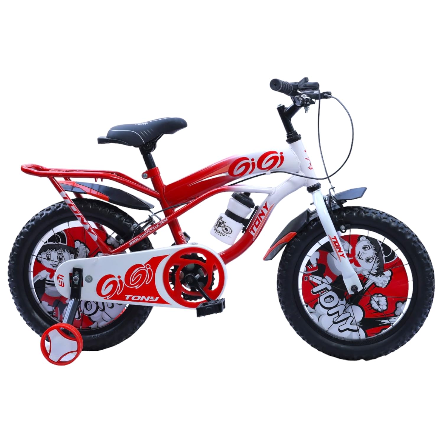 TONY Cycle Bicycles Sports Gigi 16T BMX Single Speed Bicycle for Kids (5-8 Years) Boys & Girls | Double Back Seat | Training Wheels | Water Sipper | Ideal for Outdoor Fun (RED)-image-29