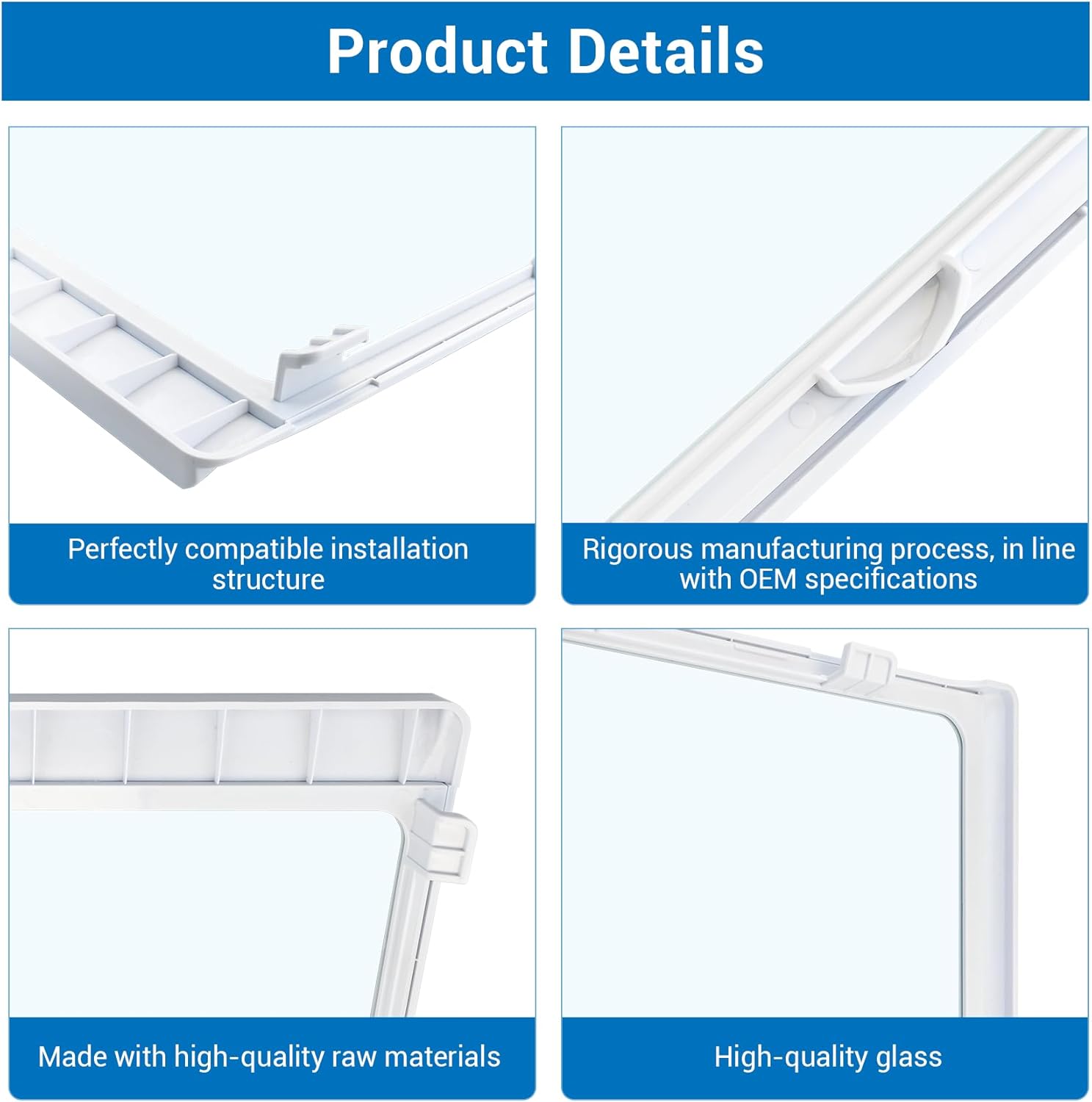 DA67-02417A Upper Refrigerator Fresh Food Glass Shelf Compatible with samsung RH25H5611SR RS25H5111SG RS25J500DSG RS261MDBP RS261MDRS RS265TDRS RS25H5000SR RS263TDRS RS267TDRS etc Refrigerator