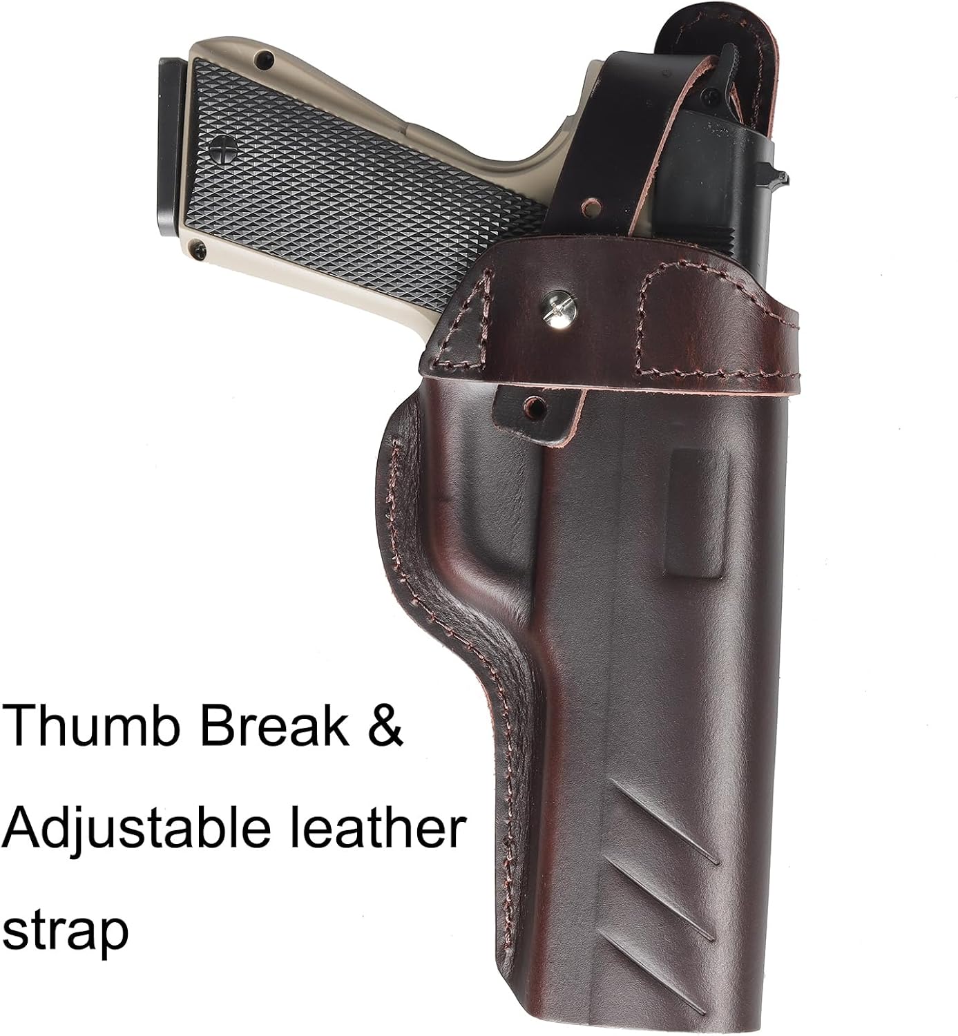 OWB 1911 Holster - Top Grain Leather for Most 1911 Style | Compatible with Colt, Kimber, Springfield, Tisas & More | Fits 4" & 5" Barrels
