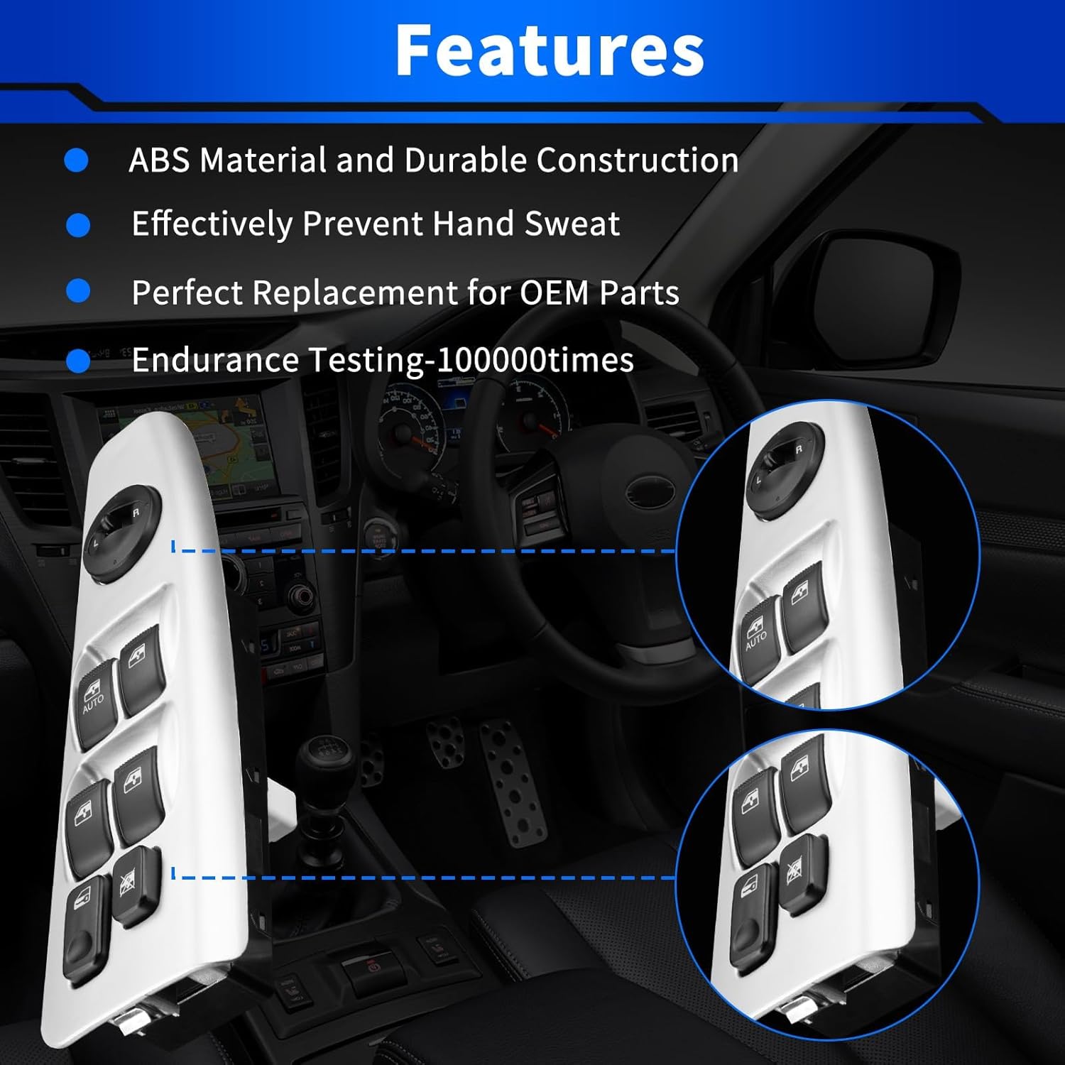 Master Power Window Switch Fits for:-Kia Spectra 2004 2005 2006 2007 2008 2009, Front Left Driver Side Control Door Lock vidrios Switch Button, OE# 93570-2F000 935702F200