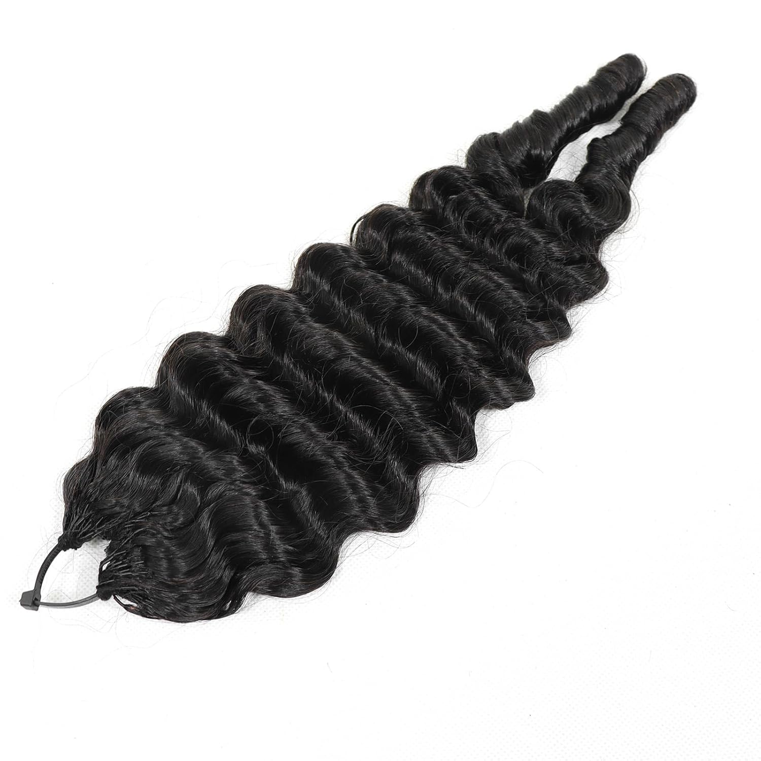 Deep Wave Feather Crochet Human Hair Extensions for Black Women 18 Inch Knotless Pre-Separated Invisible Feather Crochet Braids Hair Bundles Reusable Lightweight Natural Black Color 100 Gram