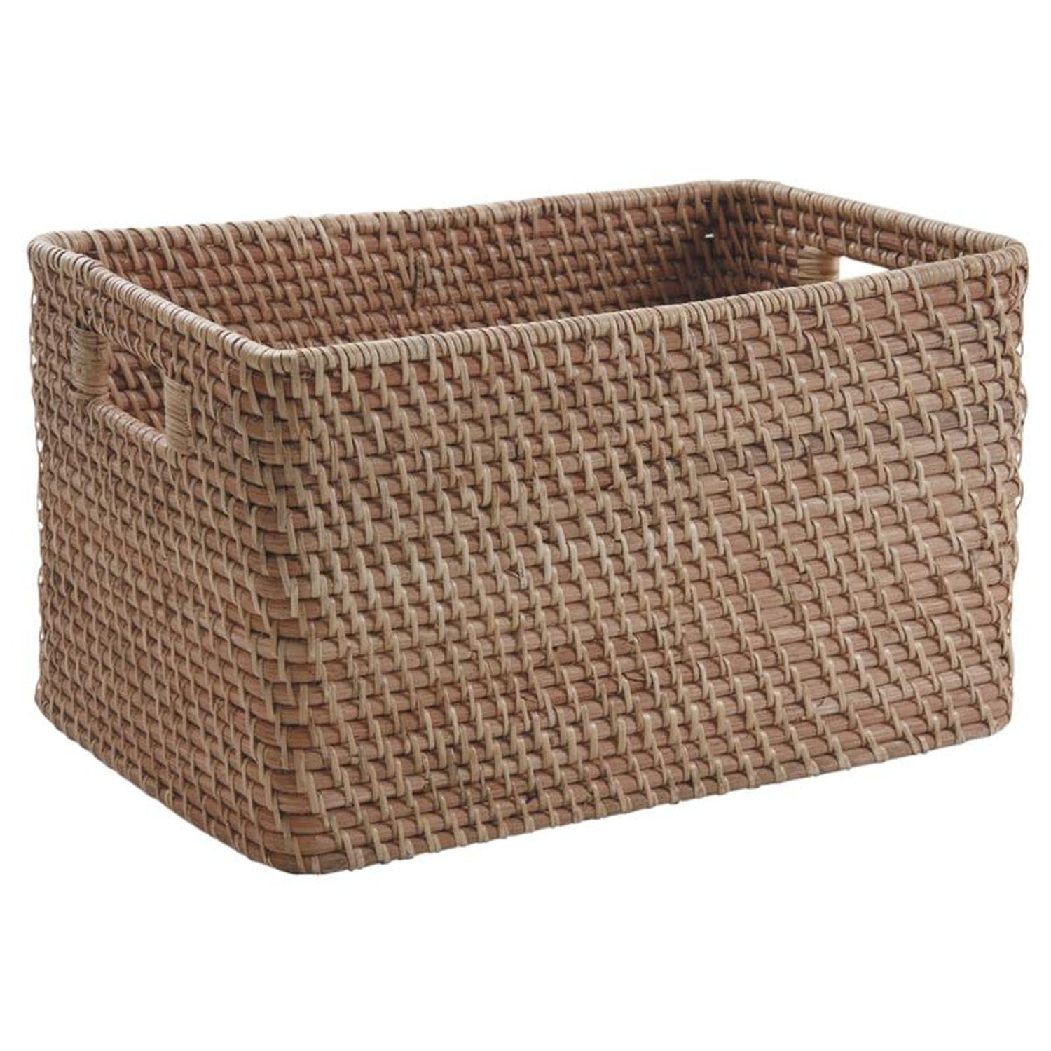 AUBRY GASPARD - Corbeille de Rangement en Rotin Naturel - Avec 2 Poignées - 38 x 26 x 22 cm - Léger et Pratique - Parfait pour Tous Styles de Décoration - Idéal pour Organisation Maison et Bureau