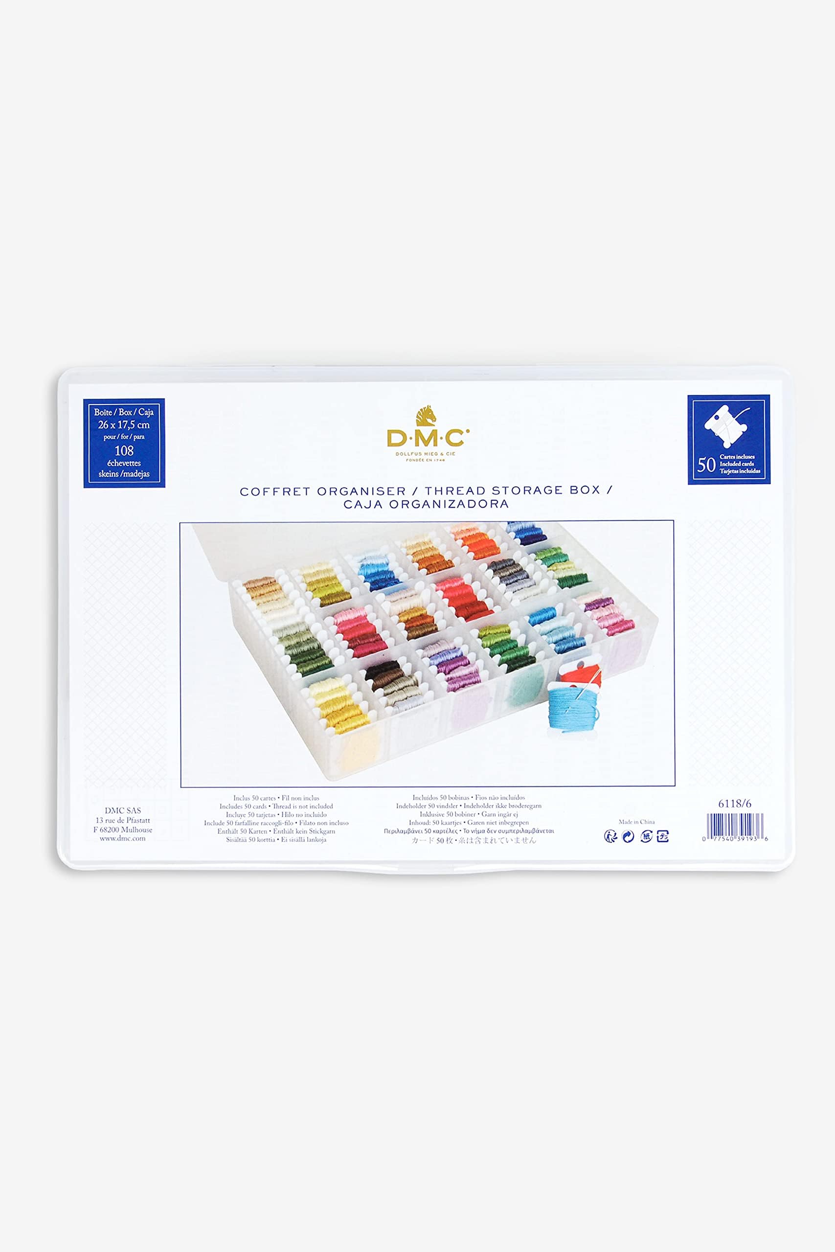 Sewing-Online 6118/6 Floss/Embroidery Thread Bobbin Storage Box inc 50 Empty Bobbins