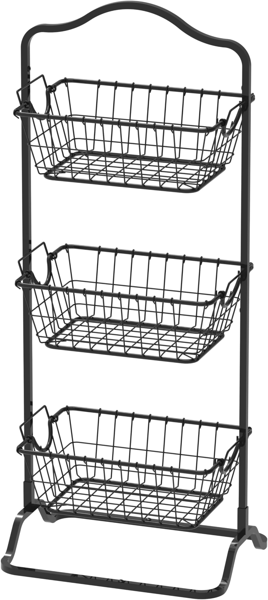 Simple Houseware 3-Tier Rigid Wire Market Fruit Basket Stand, Black
