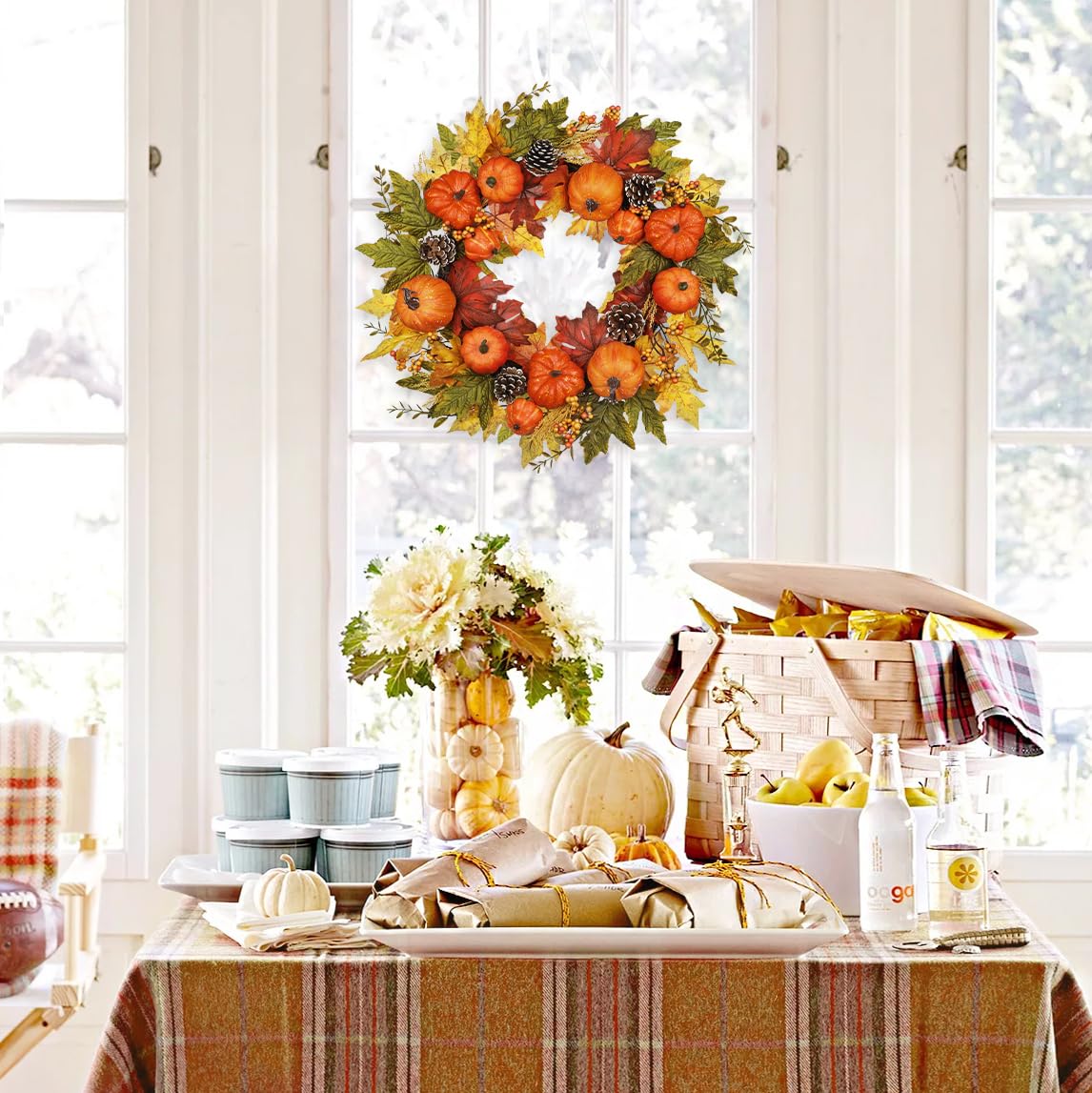 Künstlicher Herbstkranz Mit Dahlien - 61cm Türdekoration Für Die Gemütliche Jahreszeit