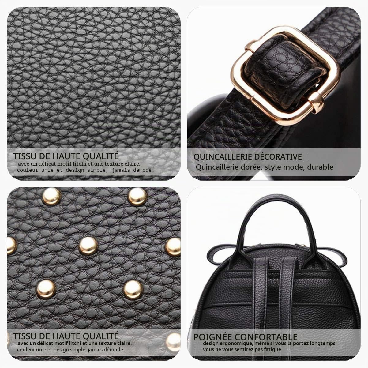 DEERWORD Femme Sac a Dos Sacs à Main Portés Bandouliere Feminin Ados Original PU Cuir 5255 1pc Ensemble