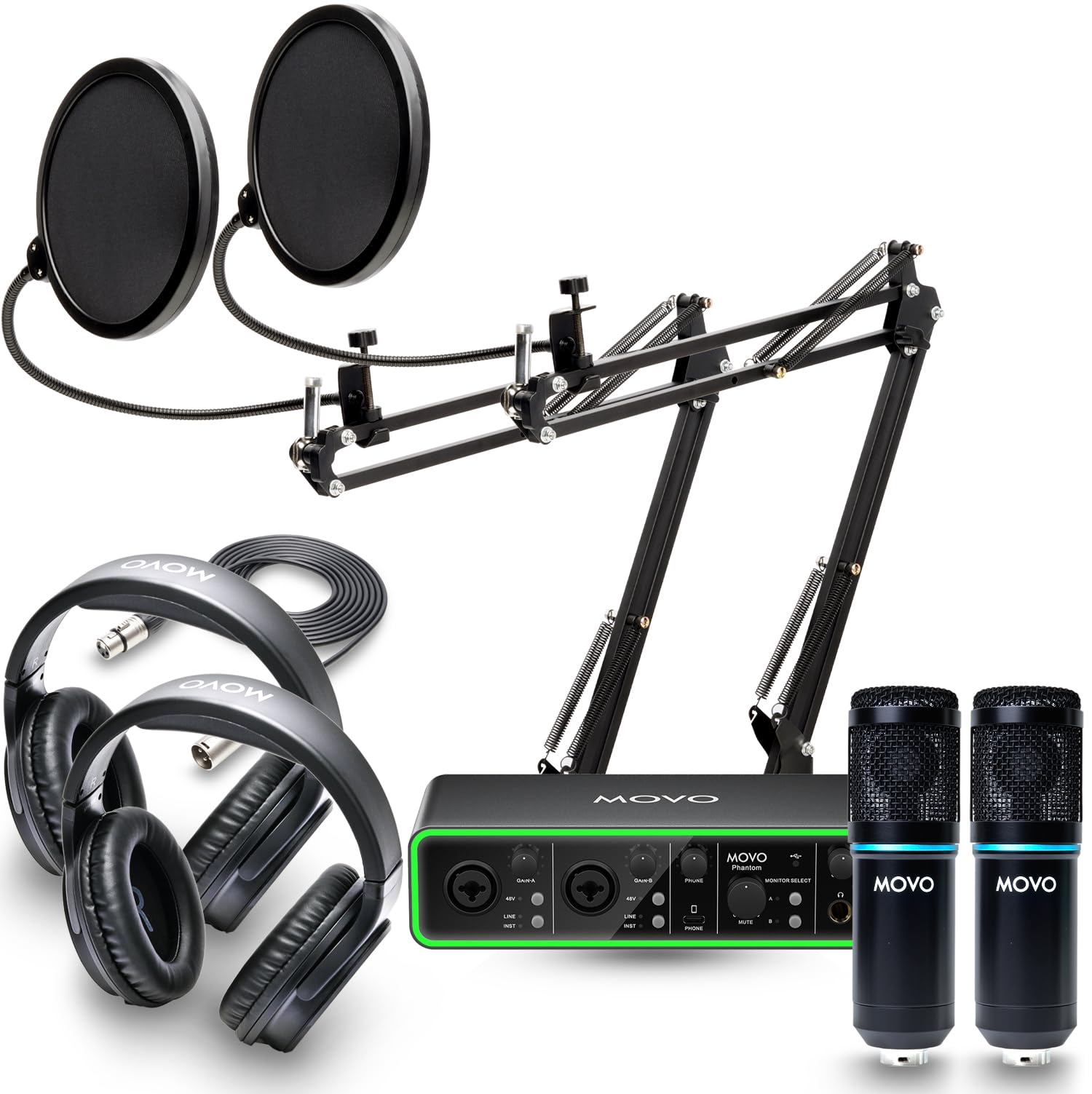 miccho　2セット Amazon.com: Movo PodKit2AH Podcast Equipment Bundle for 2