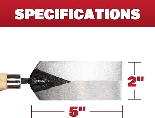 Miniatura 7 de MARSHALLTOWN QLT - Paleta de margen de mampostería, hoja de acero al carbono de 5 por 1 1/2 pulgadas, mango de madera, hormigón, 934