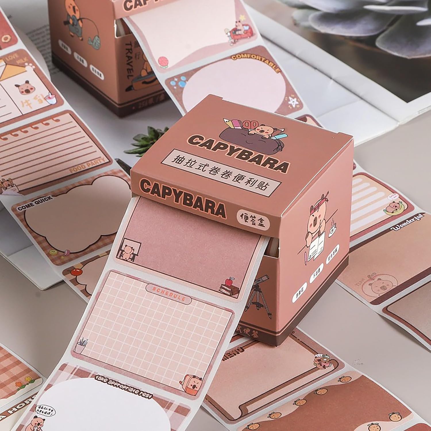 256pcs Capybara Sticky Notes Capybara Pattern Self Stick Note Roll Gifts Pull-Out Design Funny Gifts for Capybara Lovers School Student Home Office ﻿ (Study Series) image 4