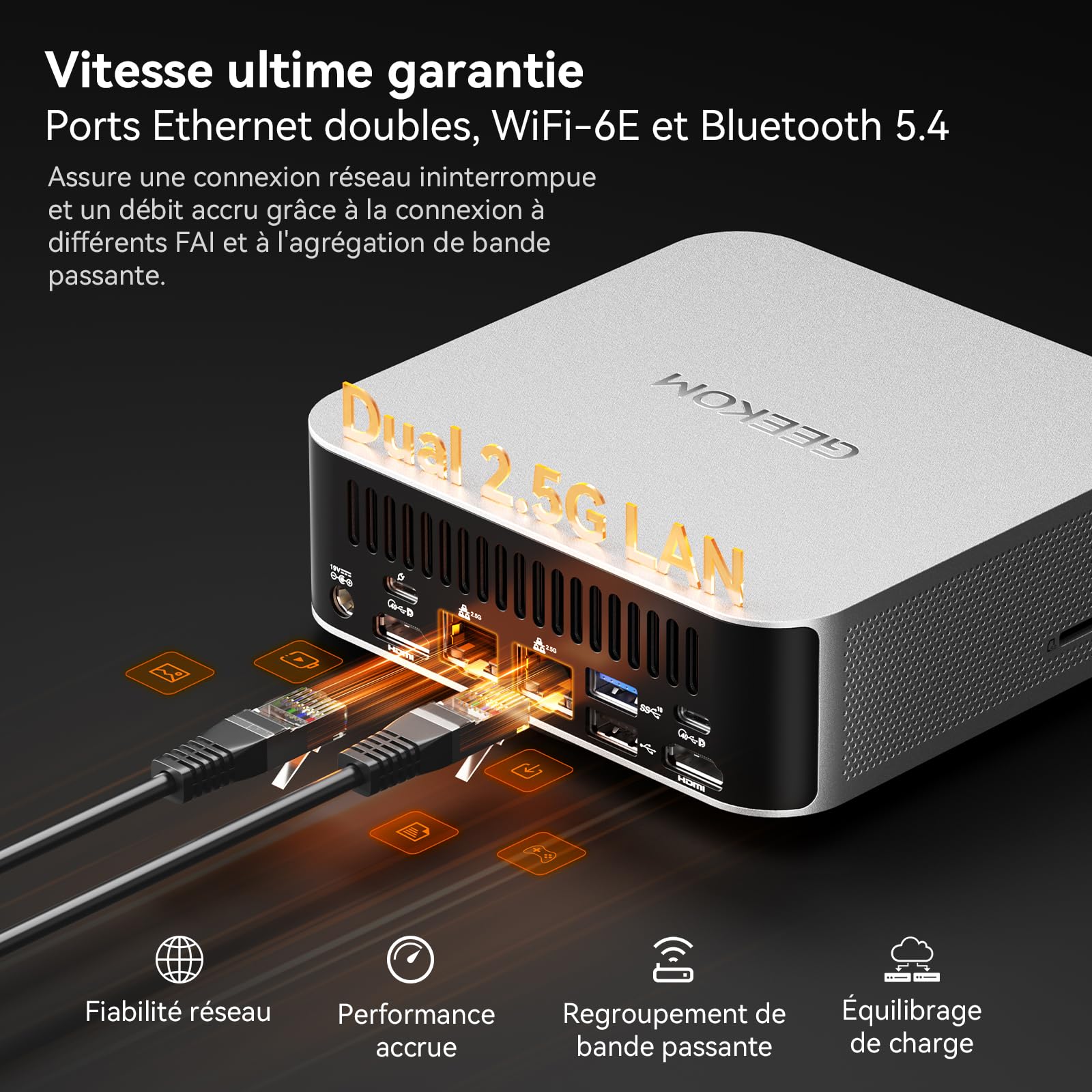 GEEKOM A8 Max Business Mini PC AMD Ryzen 7 8745HS, 16 Go DDR5 RAM