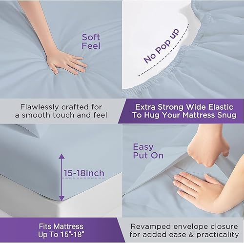 Miniatura 6 de CharlottelyHues Juego de sábanas tamaño Queen de 1000 hilos, súper suave, 100% algodón egipcio, paquete de 4 con bolsillo profundo para colchones de