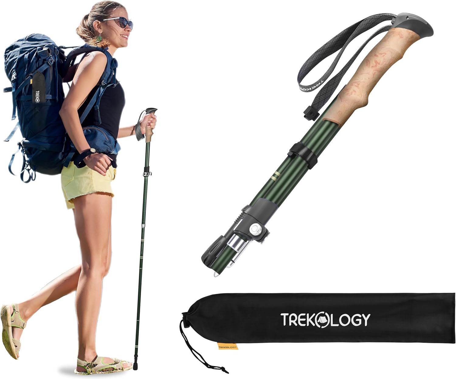 TREKOLOGY TREKZ SE Collapsible Trekking Pole (1pc) – Lightweight Walking Stick for Hiking and Trekking – Ideal for Men, Women, and Seniors