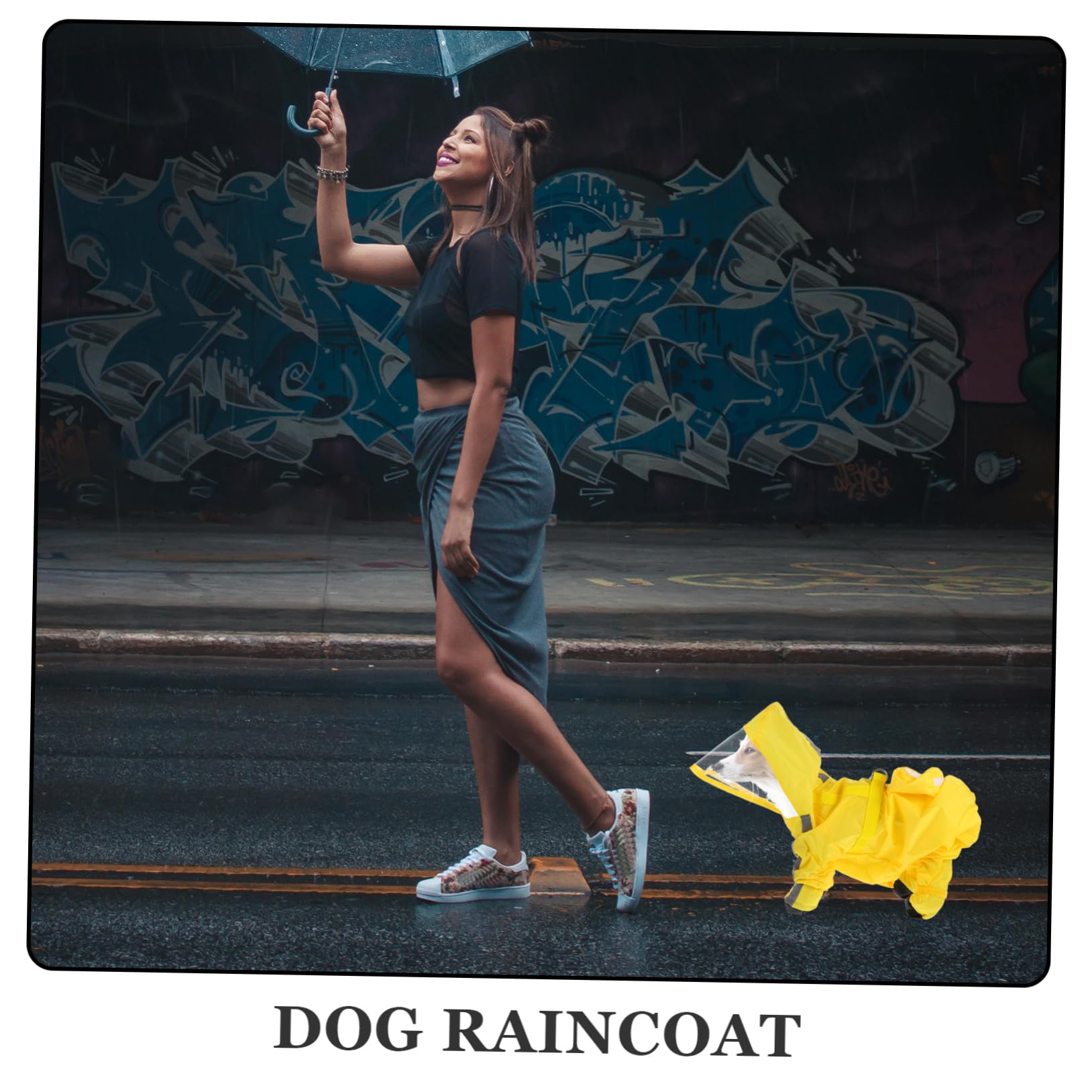 Toyvian Medium Dog Rain Coat Reflective Strips Easy-on/Easy-Off Waterproof Comfortable