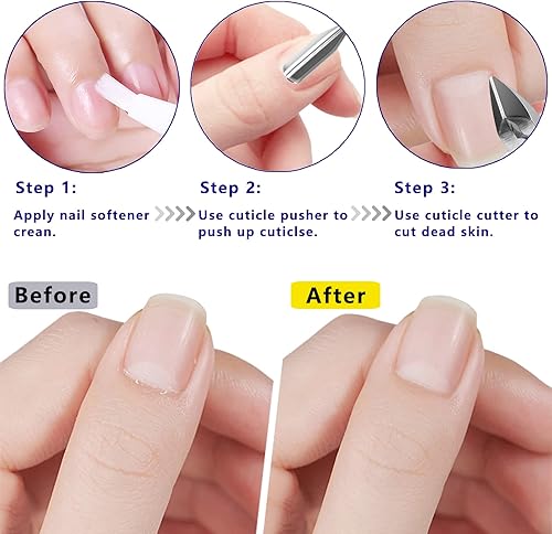 Miniatura 3 de Cortador de cutículas con empujador de cutículas, profesional de acero inoxidable duradero, herramientas de manicura para pedicura, cortador de