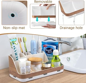 GFWARE Bundle-2 Items: Toothbrush Holder and Bathroom Organizer