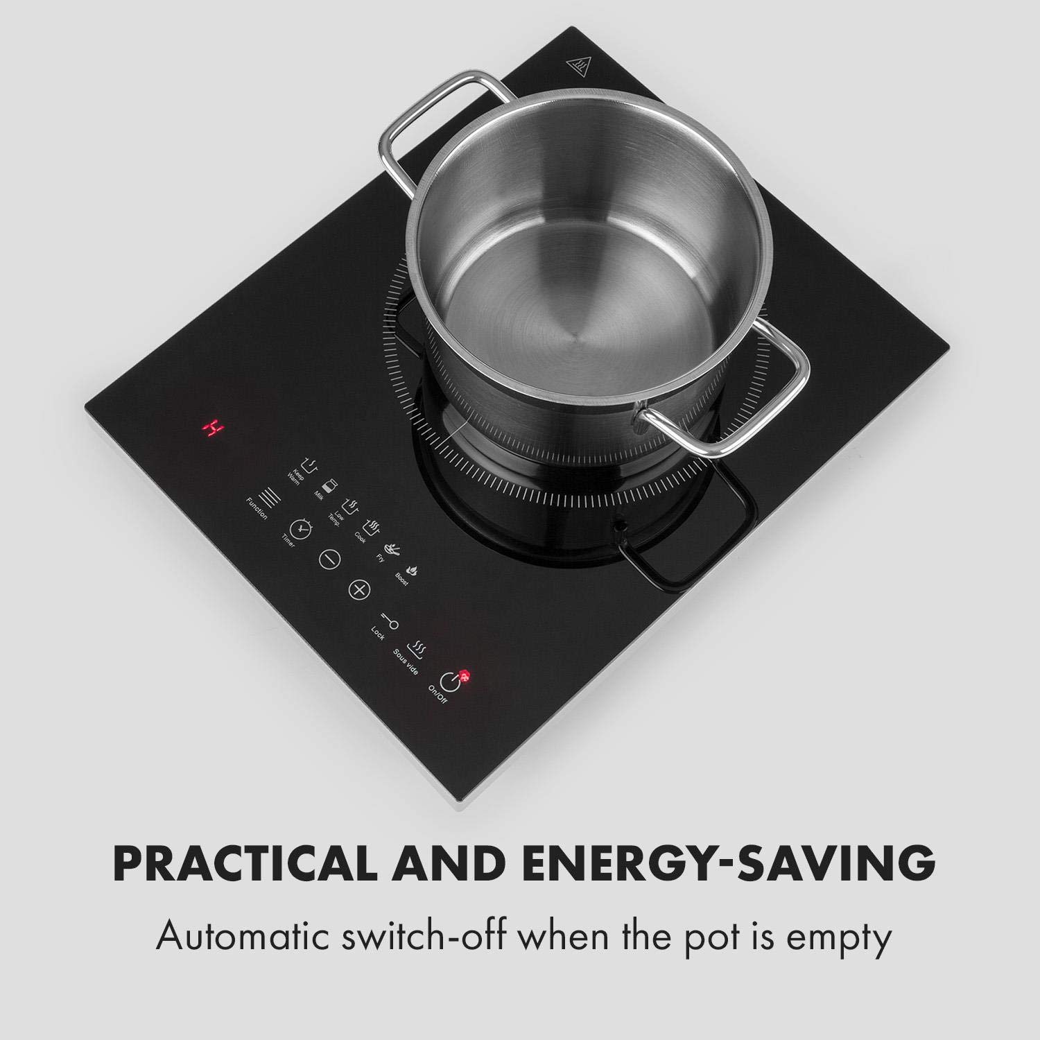 Klarstein Cook n Roll - Placa de inducción, 2000 W, 6 programas de cocción, 10 niveles de temperatura, 40-160 °C, Función Sous-vide, Apagado automático, Control táctil, Pantalla LED, Termómetro, Negro
